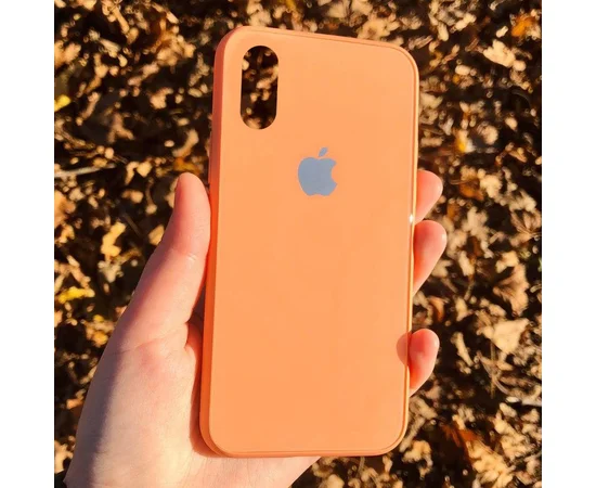 TPU+Glass чехол GLOSSY Logo series для Apple iPhone X (5.8") / XS Персиковый / Peach
