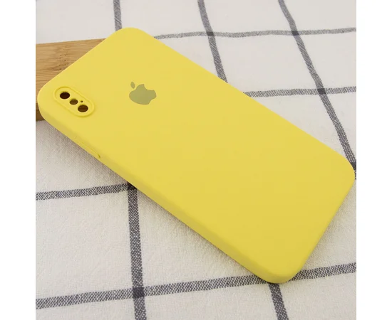 Чехол Silicone Case Square Full Camera Protective (AA) для Apple iPhone XS (5.8") Желтый / Canary Yellow