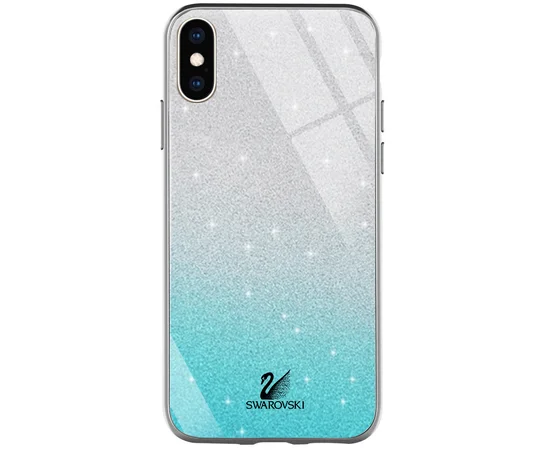 TPU+Glass чехол Swarovski для Apple iPhone X / XS (5.8") Бирюзовый