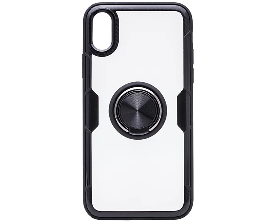 TPU+PC чехол Deen CrystalRing под магнитный держатель для Apple iPhone X / XS (5.8") Бесцветный / Черный
