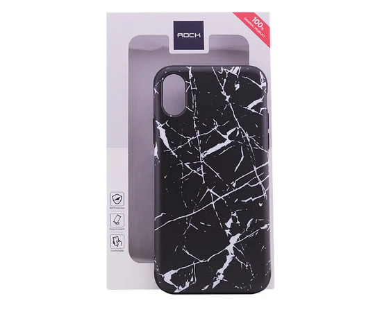 TPU чехол Rock Origin Series (Textured marble) для Apple iPhone X/XS Черный / Black marble