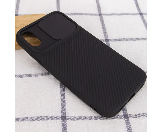 Чехол Camshield Square TPU со шторкой для камеры для Apple iPhone X / XS (5.8") Черный