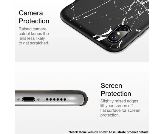 TPU чехол Rock Origin Series (Textured marble) для Apple iPhone X/XS Черный / Black marble