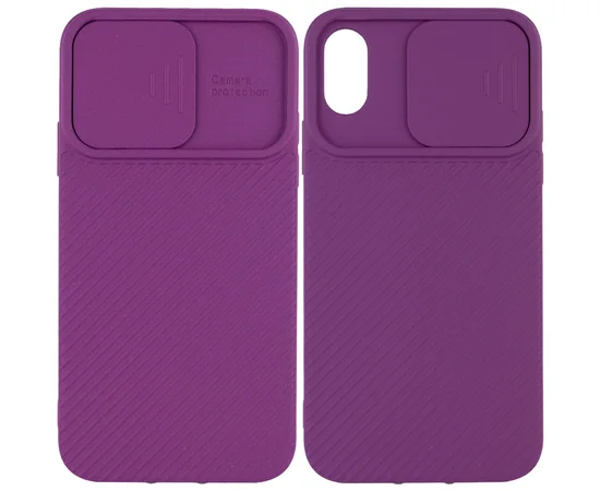 Чехол Camshield Square TPU со шторкой для камеры для Apple iPhone X / XS (5.8") Фиолетовый