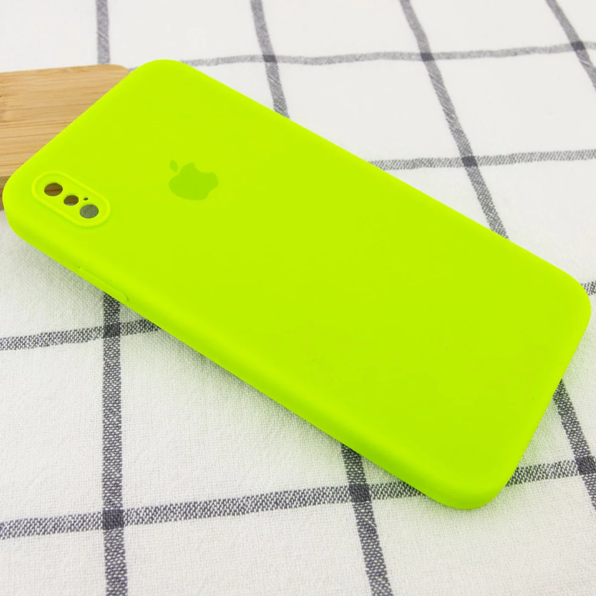 Чехол Silicone Case Square Full Camera Protective (AA) для Apple iPhone XS (5.8") Салатовый / Neon green