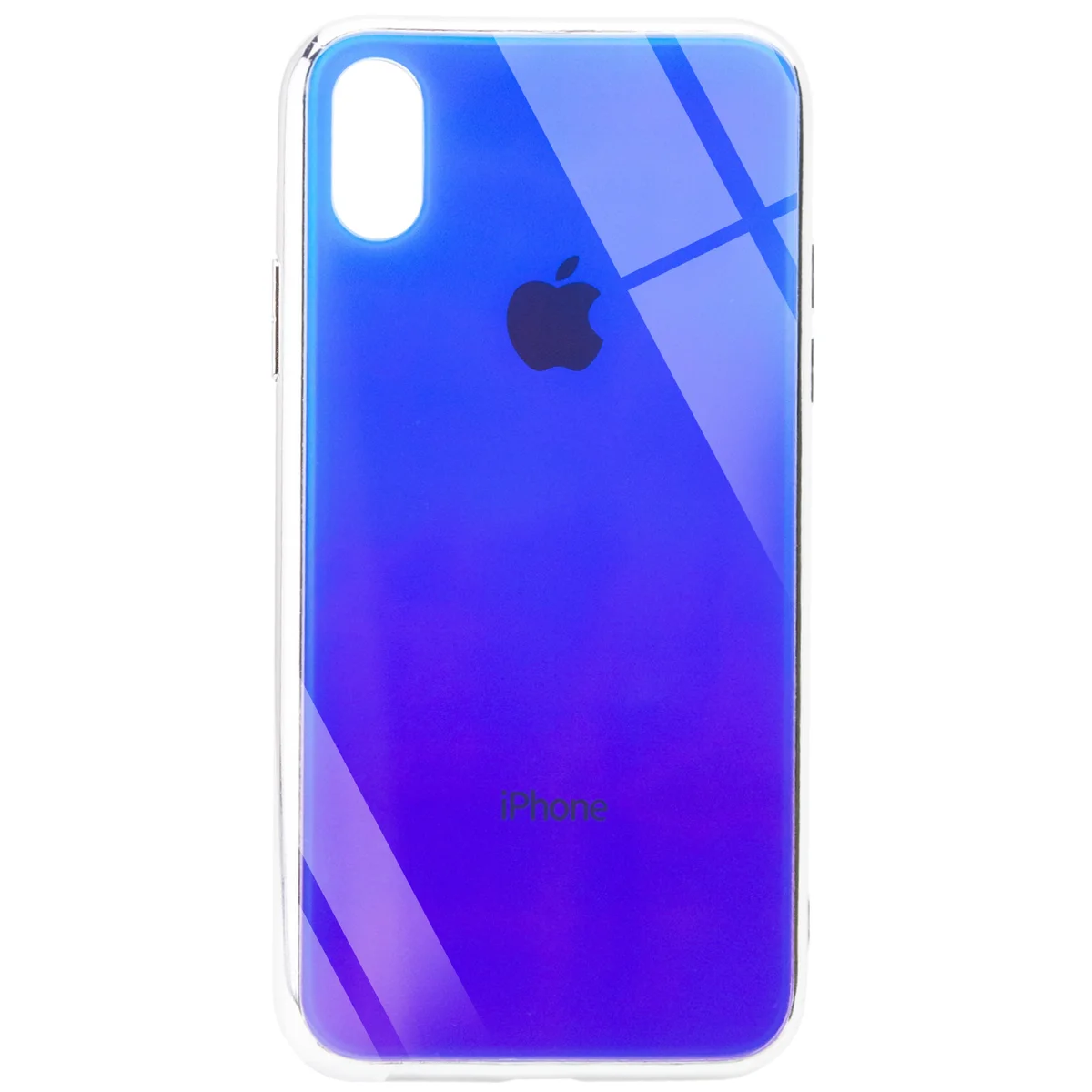 TPU + Glass чохол Gradient Rainbow з лого для Apple iPhone X / XS (5.8 ") Синій
