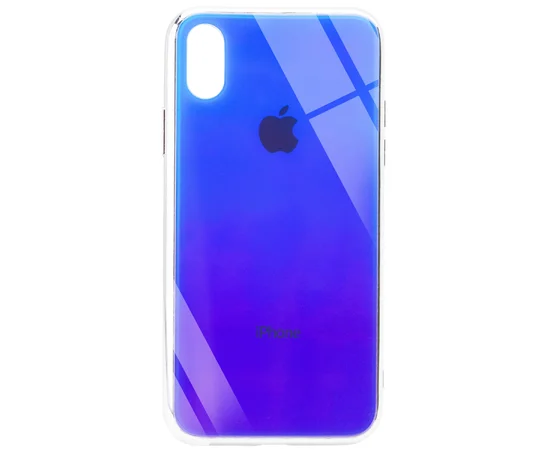 TPU+Glass чехол Gradient Rainbow с лого для Apple iPhone X / XS (5.8") Синий