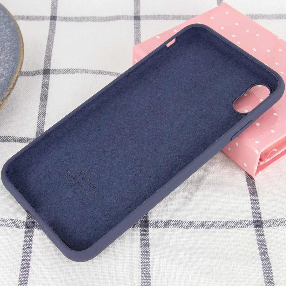 Чехол Silicone case (A) (с закрытым низом) для Apple iPhone X/XS Темный Синий / Midnight Blue