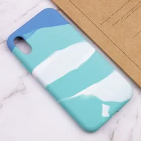 Чехол Silicone case full Aquarelle для Apple iPhone X / XS (5.8") Бирюзово-белый