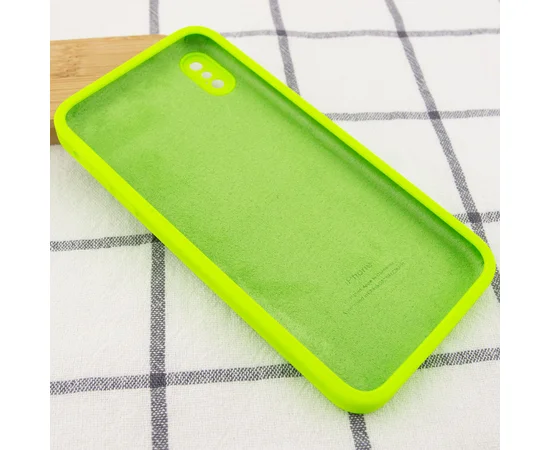 Чехол Silicone Case Square Full Camera Protective (AA) для Apple iPhone XS (5.8") Салатовый / Neon green