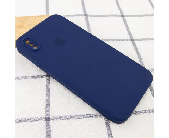 Чехол Silicone Case Square Full Camera Protective (AA) для Apple iPhone XS (5.8") Темно-синий / Midnight blue