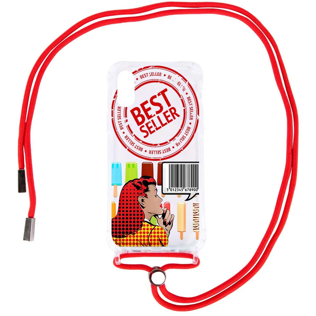 Чехол TPU Crossbody Street Style для Apple iPhone X / XS (5.8") Ice cream / Красный