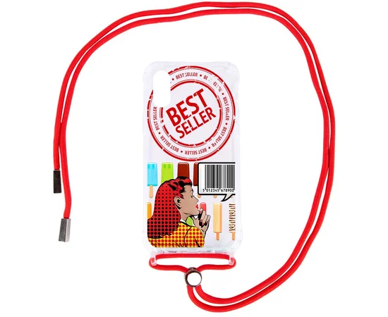 Чехол TPU Crossbody Street Style для Apple iPhone X / XS (5.8") Ice cream / Красный