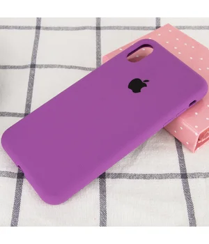 Чохол Silicone case (A) (з закритим низом) для Apple iPhone X / XS Фіолетовий / Grape