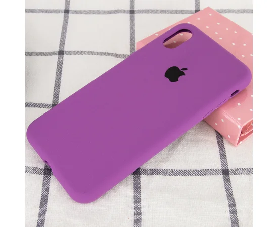 Чехол Silicone case (A) (с закрытым низом) для Apple iPhone X/XS Фиолетовый / Grape
