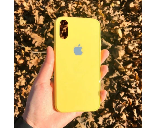TPU+Glass чехол GLOSSY Logo series для Apple iPhone X (5.8") / XS Желтый / Yellow