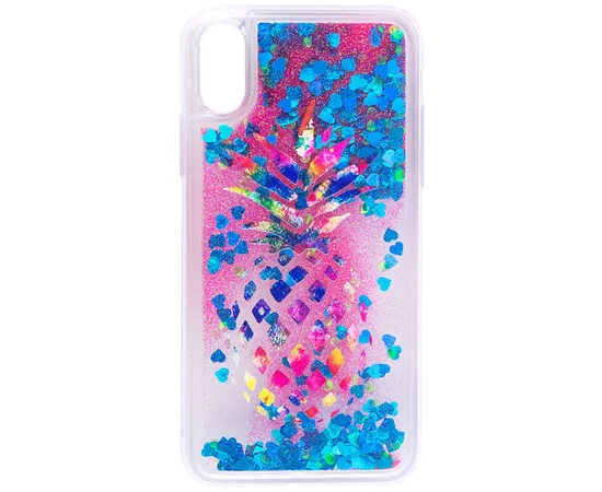 TPU+PC чехол Liquid (glitter) для Apple iPhone X/XS (20) Ананас