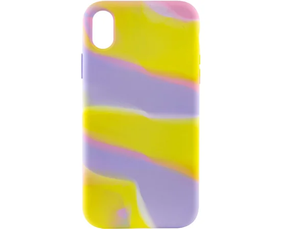 Чехол Silicone case full Aquarelle для Apple iPhone X / XS (5.8") Сиренево-желтый
