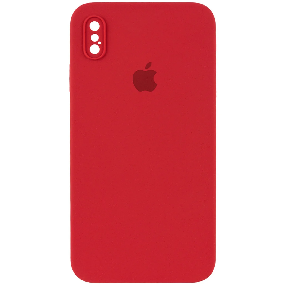 Чехол Silicone Case Square Full Camera Protective (AA) для Apple iPhone XS (5.8") Красный / Camellia
