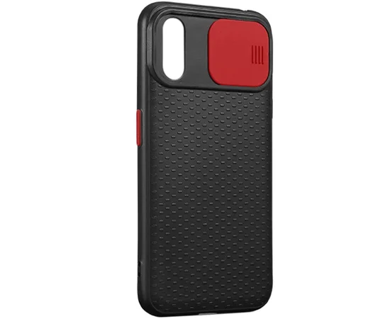 Чехол Camshield Black TPU со шторкой защищающей камеру для Apple iPhone X / XS (5.8") Черный / Красный