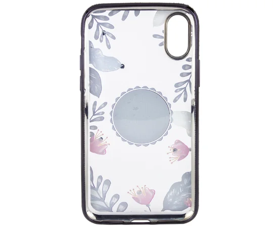 TPU чехол Shengo со стразами и кольцом-держателем для Apple iPhone X / XS (5.8") Черный