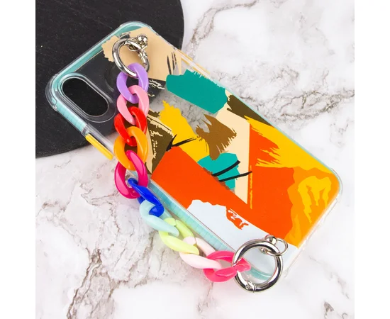 TPU+PC чехол Colorspot с ремешком-цепью для Apple iPhone X / XS (5.8") Tropic