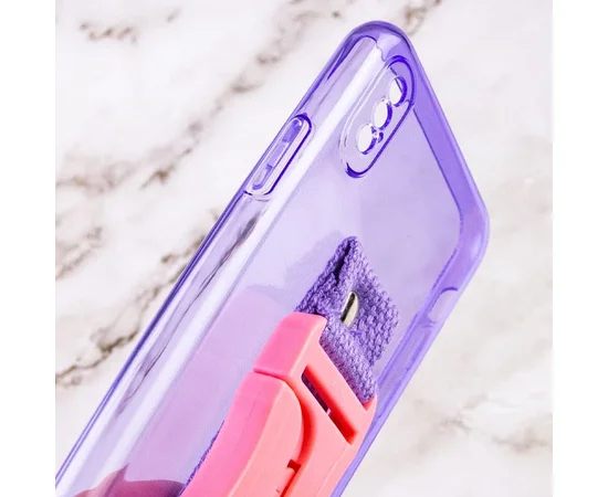 Чехол Handfree с цветным ремешком для Apple iPhone X / XS (5.8") Фиолетовый