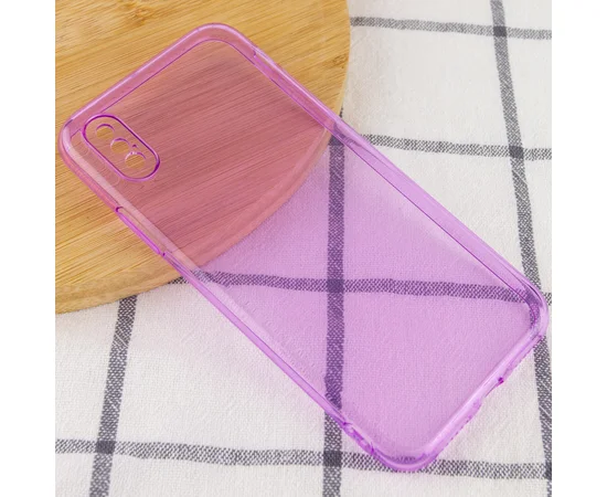 Матовый полупрозрачный TPU чехол с защитой камеры для Apple iPhone X / XS (5.8") Сиреневый / Lilac