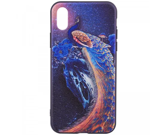 TPU+PC чехол YCT тиснение для Apple iPhone X/XS Синий павлин