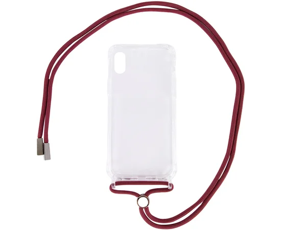 Чехол TPU Crossbody Transparent для Apple iPhone X / XS (5.8") Красно-Коричневый