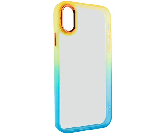 Чехол TPU+PC Fresh sip series для Apple iPhone X / XS (5.8") Бирюзовый / Оранжевый
