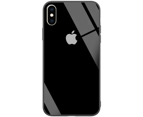 TPU+Glass чехол GLOSSY Logo series для Apple iPhone X (5.8") / XS Черный / Black