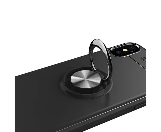 TPU чехол Deen ColorRing под магнитный держатель для Apple iPhone X (5.8") Черный / Черный