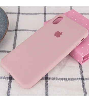 Чехол Silicone case (A) (с закрытым низом) для Apple iPhone X/XS Розовый / Pink Sand