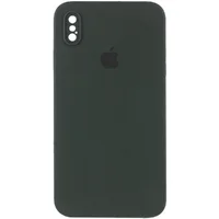 Чехол Silicone Case Square Full Camera Protective (AA) для Apple iPhone XS (5.8") Зеленый / Black Green