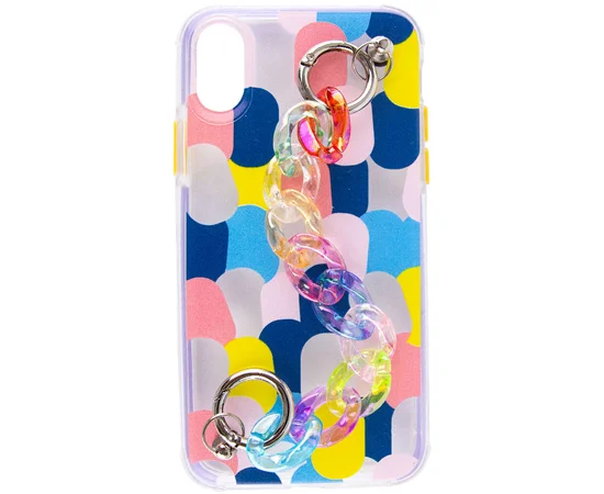 TPU+PC чехол Colorspot с ремешком-цепью для Apple iPhone X / XS (5.8") Dots