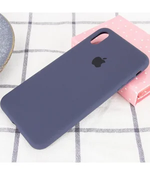 Чехол Silicone Case Full Protective (AA) для Apple iPhone X / XS (5.8") Темно-синий / Midnight blue
