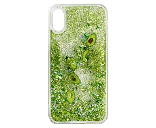 TPU+PC чехол Liquid (glitter) для Apple iPhone X/XS Авокадо