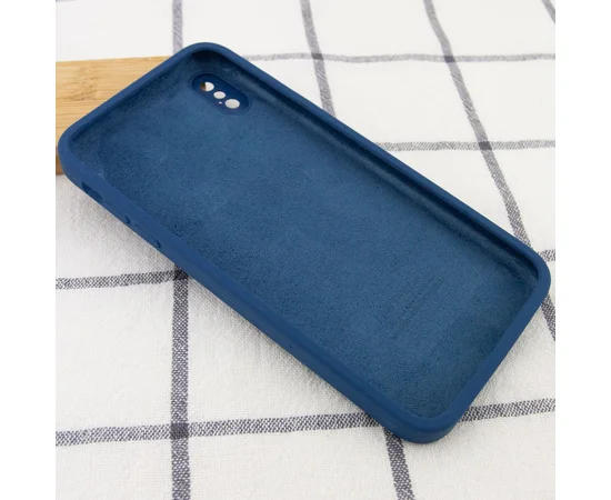 Чехол Silicone Case Square Full Camera Protective (AA) для Apple iPhone XS (5.8") Синий / Navy blue