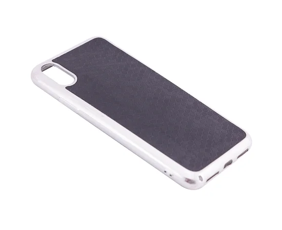 Фактурный силиконовый чехол с глянцевой окантовкой для Apple iPhone X (5.8") Черный