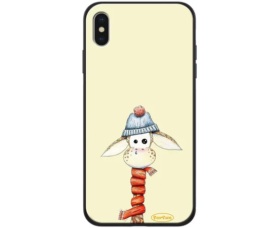 TPU+PC чехол ForFun для Apple iPhone X / XS (5.8") Жираф в шапке / Бежевый