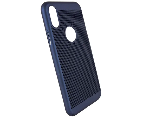 Ультратонкий дышащий чехол Grid case для iPhone X/XS Темно-синий