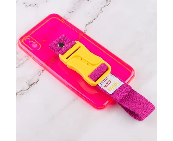 Чехол Handfree с цветным ремешком для Apple iPhone X / XS (5.8") Розовый