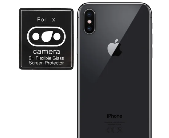 Гибкое защитное стекло 0.18mm на камеру для Apple iPhone X / XS/ XS Max Черное