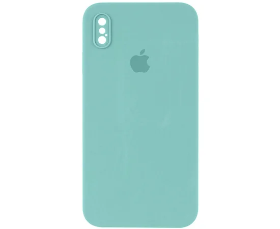 Чехол Silicone Case Square Full Camera Protective (AA) для Apple iPhone XS (5.8") Бирюзовый / Ice Blue