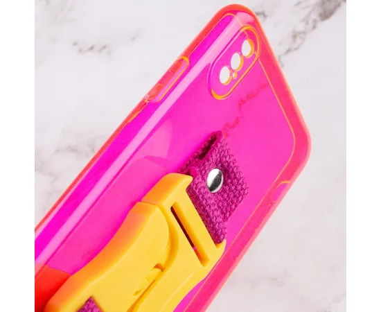 Чехол Handfree с цветным ремешком для Apple iPhone X / XS (5.8") Розовый