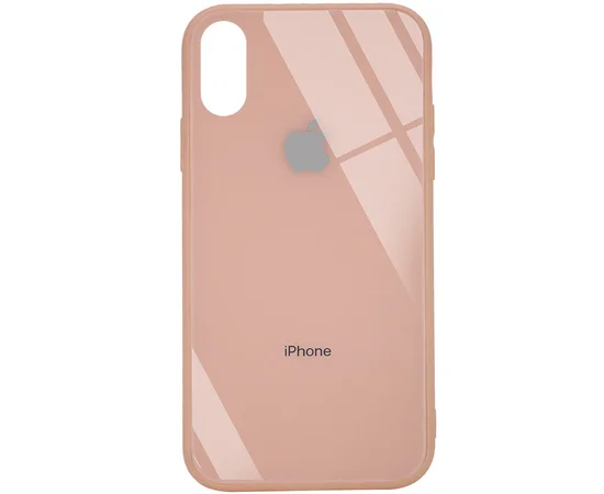 TPU+Glass чехол GLOSSY Logo (opp) для Apple iPhone X / XS (5.8") Персиковый