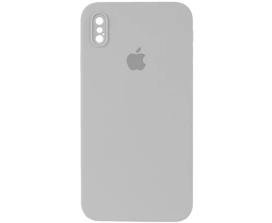 Чехол Silicone Case Square Full Camera Protective (AA) для Apple iPhone X / XS (5.8") Серый / Light Grey