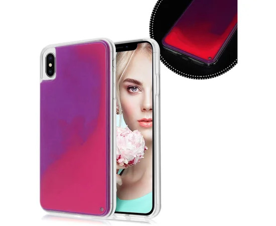 Неоновый чехол Neon Sand glow in the dark для Apple iPhone X / XS (5.8") Фиолетовый / Розовый