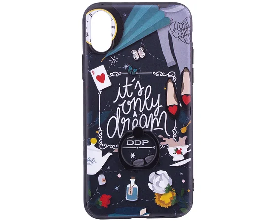 TPU чехол тематический с кольцом для Apple iPhone X/XS Чаепитие